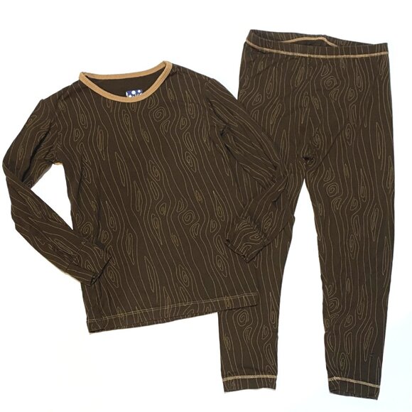 size 5 Kickee Pants 2 pc long sleeve top pants sleep pj pajama set bamboo boys t - Picture 1 of 3